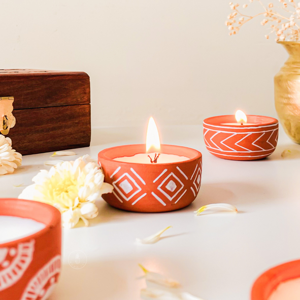 Hand Painted Terracotta Candles